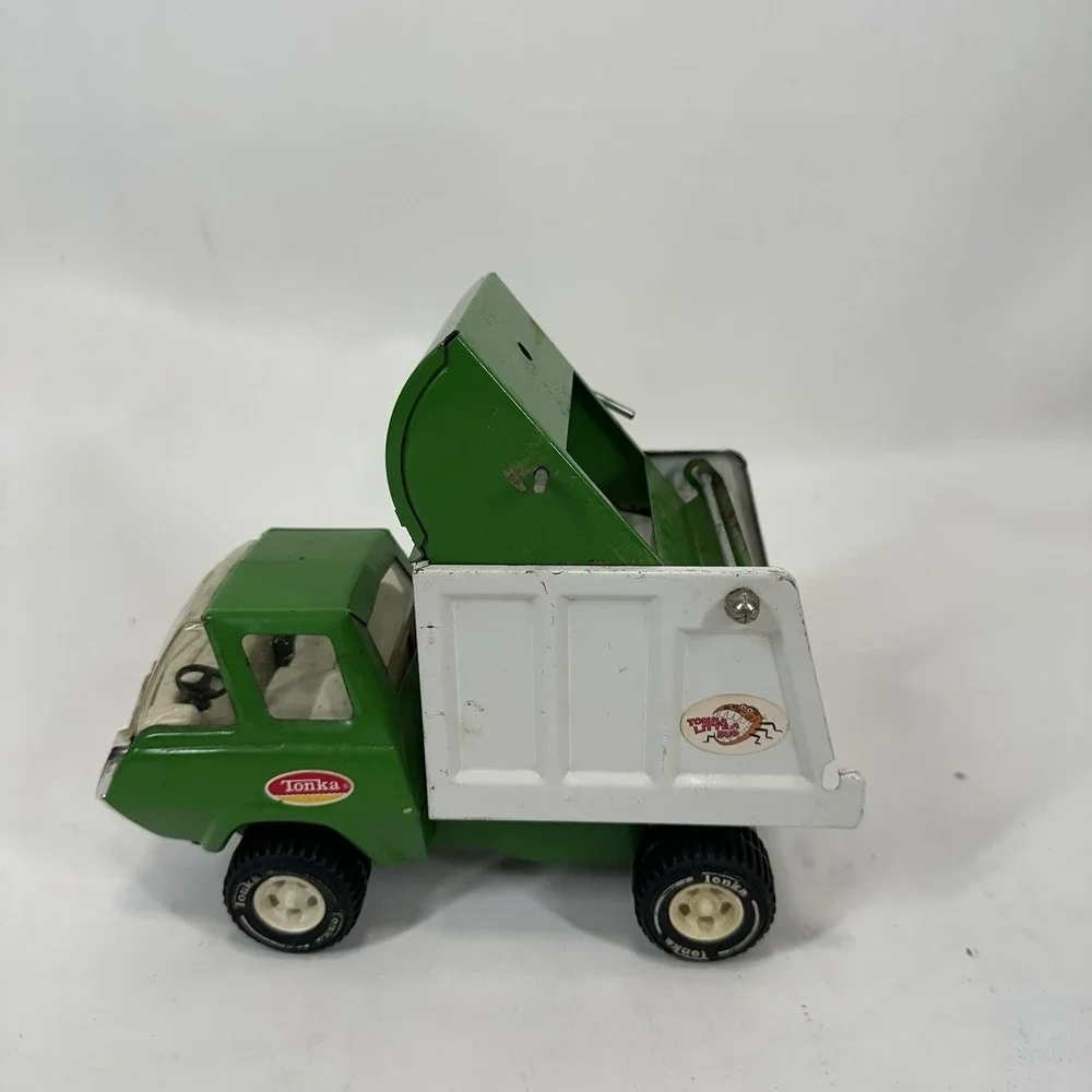 1970s Tonka Pressed Steel Litter Bug Garbage Truck Green/White ‎ Vintage